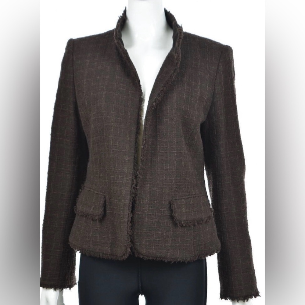 Ellen Tracy Dark Brown Tweed Blazer 6 Petite